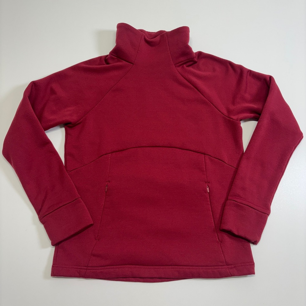 Athleta Women's XS Red Funnel Neck Pullover Sweatshirt Zip Pockets Athleisure